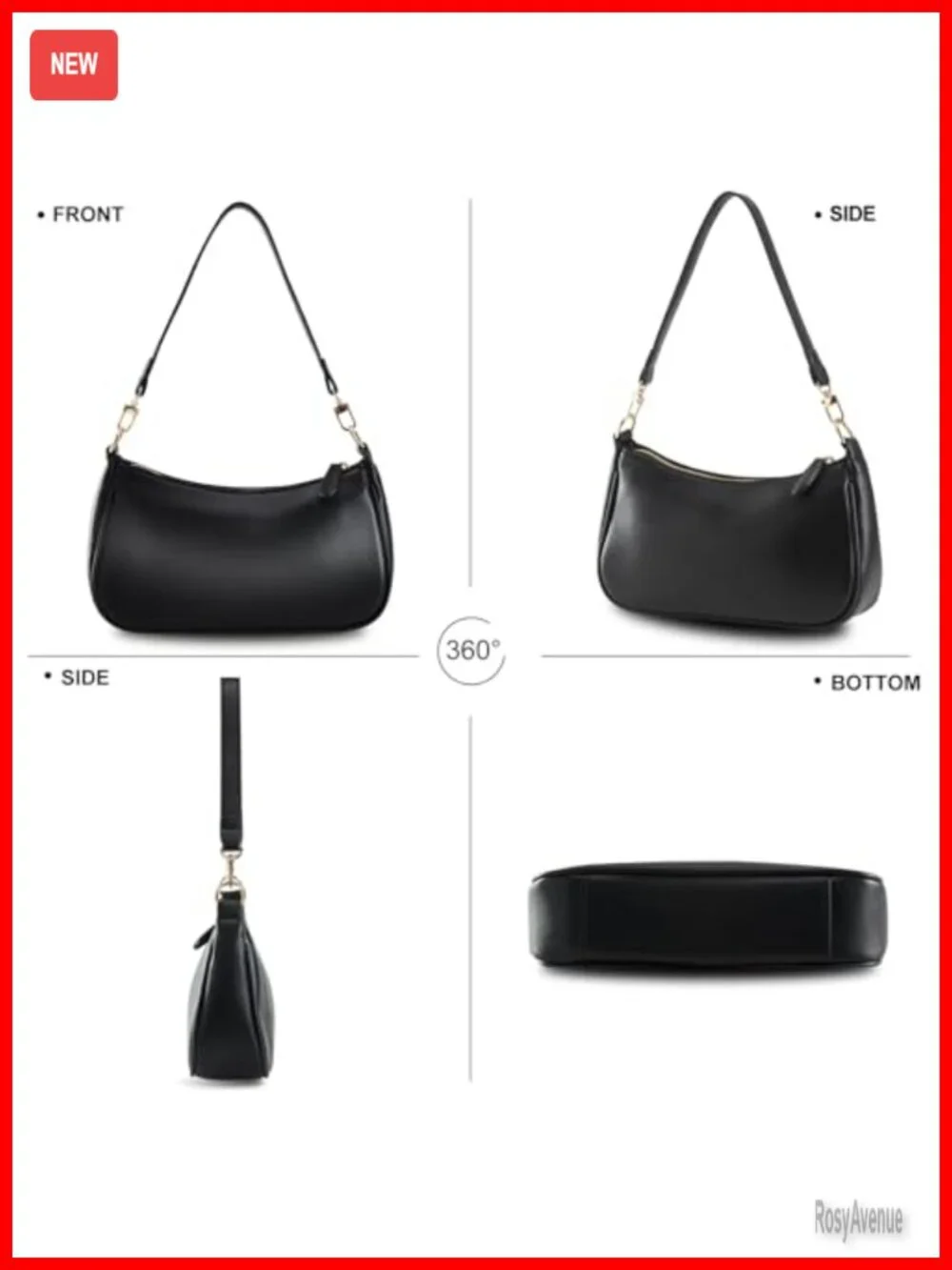 Small Crescent Crossbody Hobo Bag Vegan Leather Handbag Clutch Purse Women
